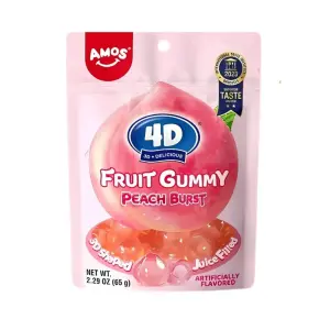 AMOS BURST PEACH FRUIT GUMMY (24x65g)